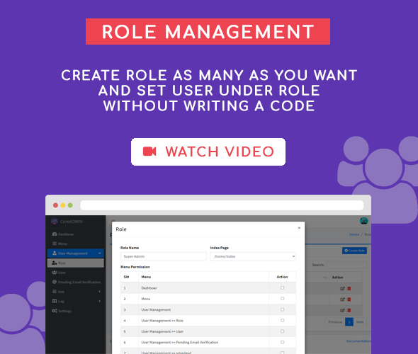 role management core admin user management system